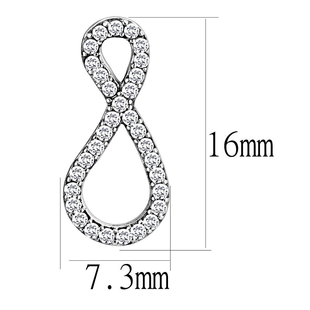 DA186 - High polished (no plating) Stainless Steel Earrings with AAA Grade CZ in Clear