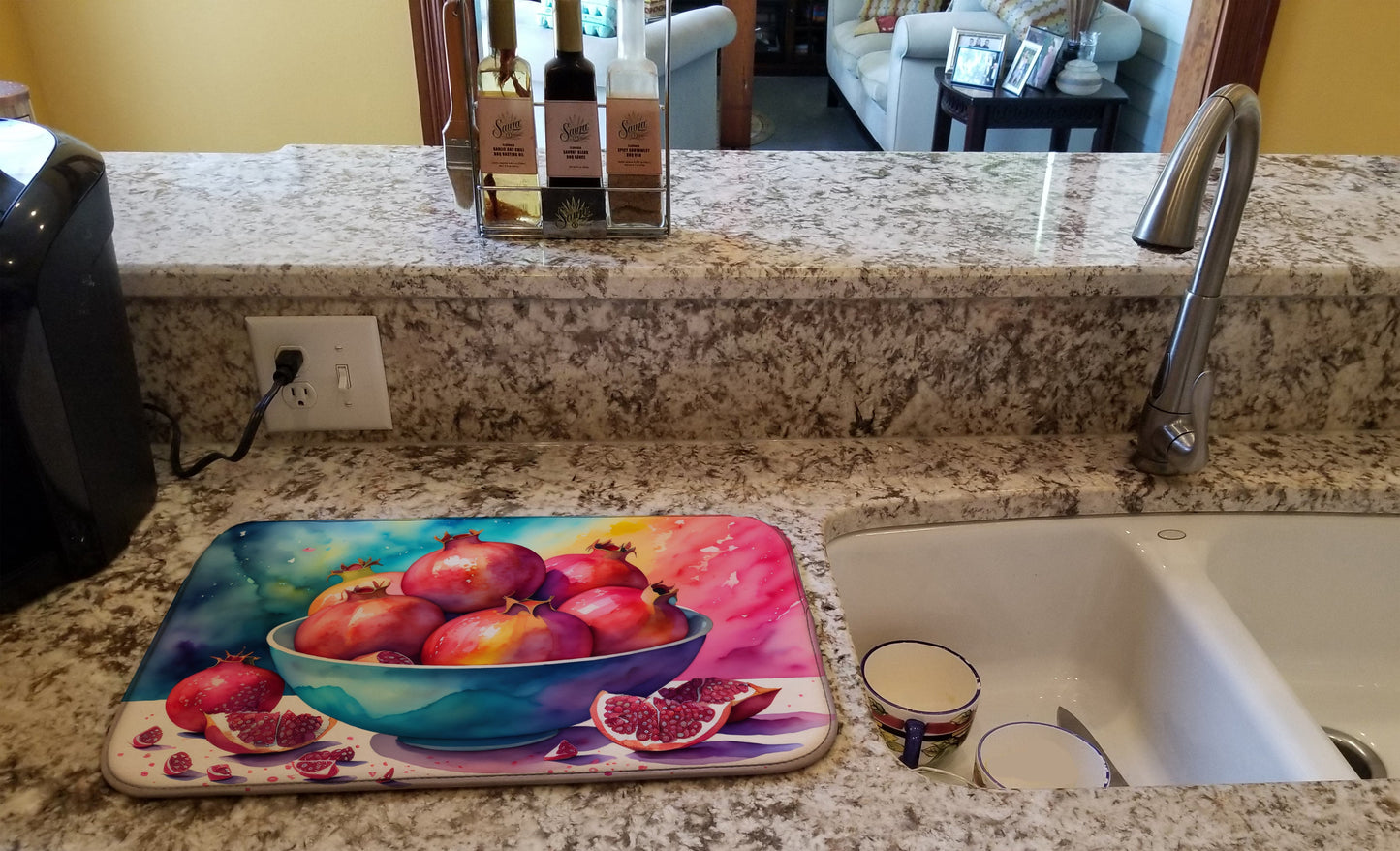 Colorful Pomegranates Dish Drying Mat