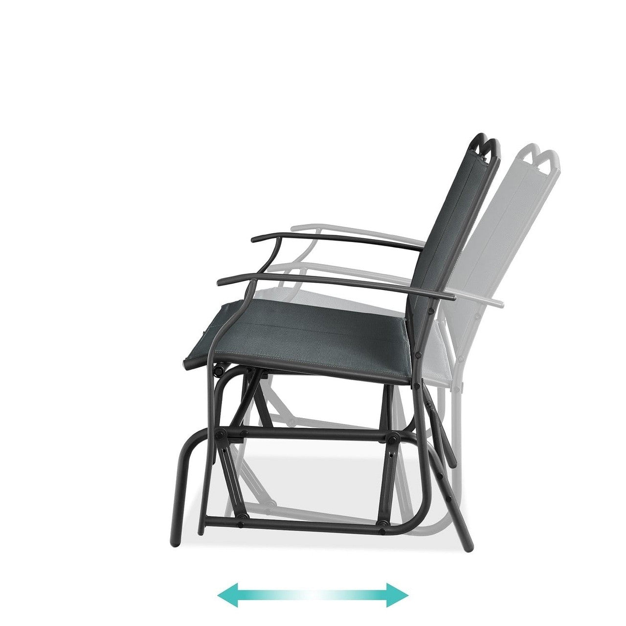 2 Seat Mesh Patio Loveseat Swing Glider Rocker with Armrests in Charcoal-0