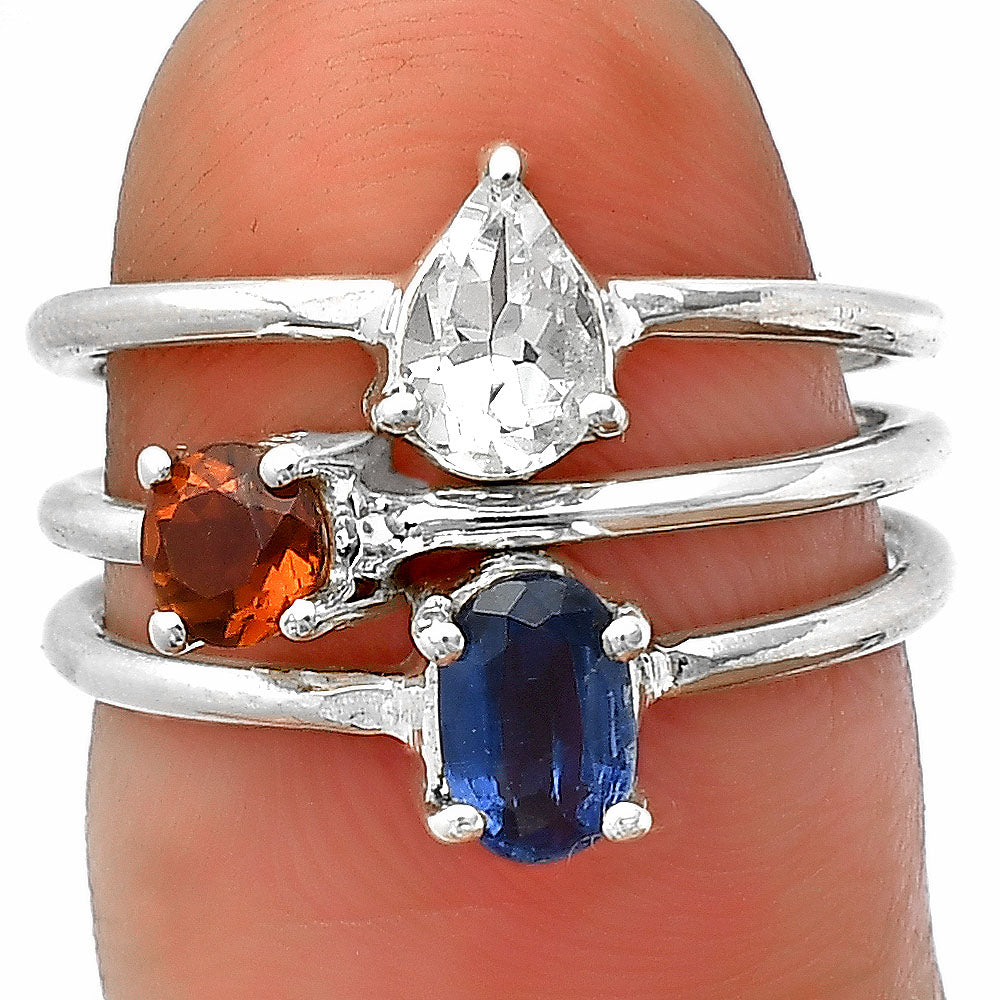 Stackable - Natural Gemstones 925 Silver Ring Size 5-9 Jewelry DGR1120 R-1159-7