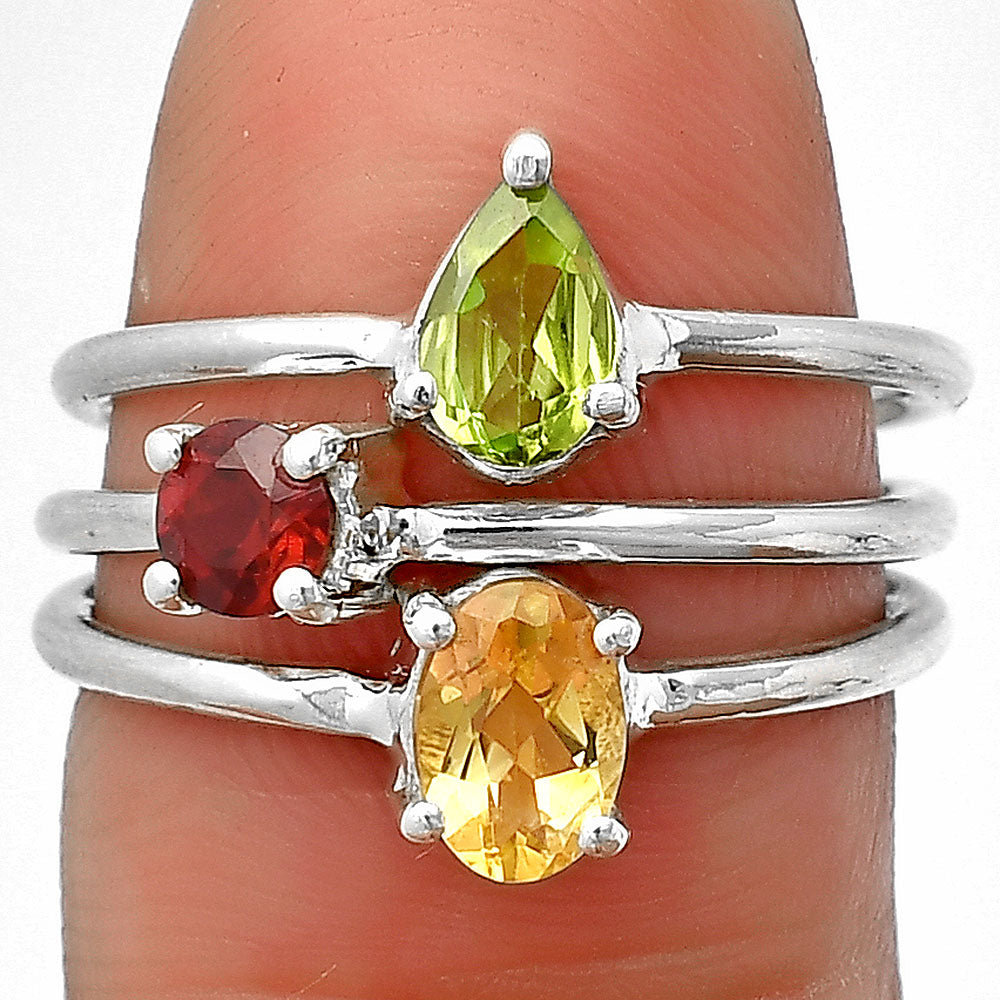 Stackable - Natural Gemstones 925 Silver Ring Size 5-9 Jewelry DGR1120 R-1159-8