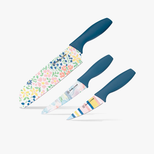 3-Piece Printed Kitchen Knife Set-Floral-0