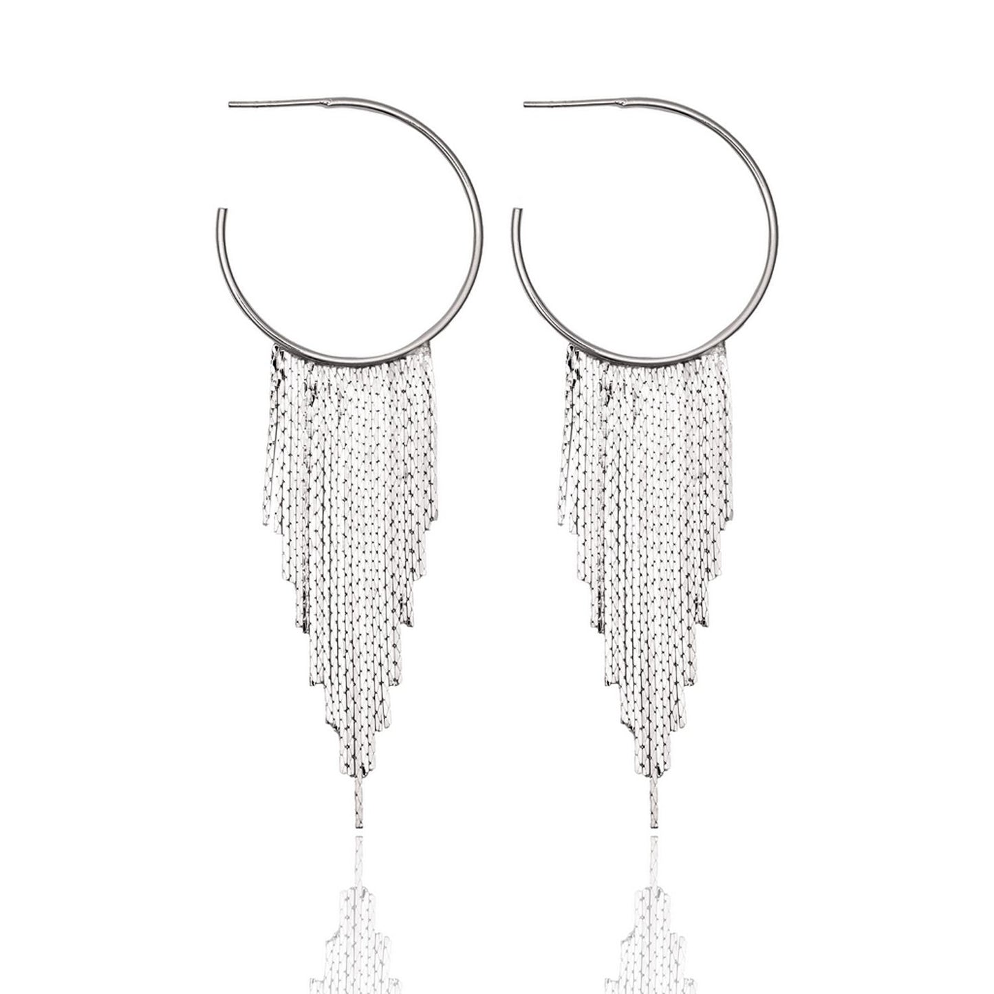 Round hoop earrings with tassel (K285)