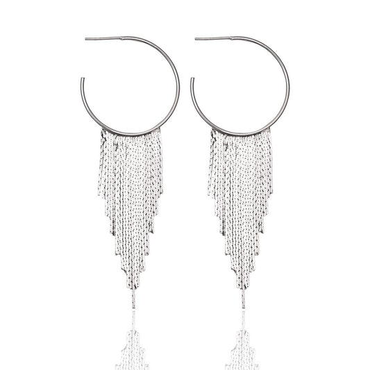 Round hoop earrings with tassel (K285)