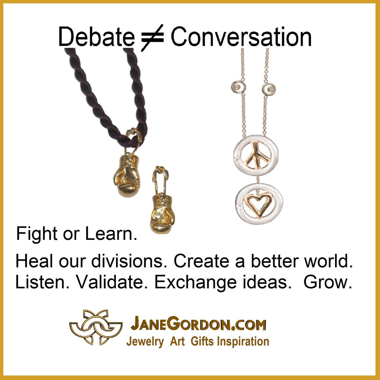 Peace Necklace, 18K yellow and white gold with diamonds, on 18K gold chain