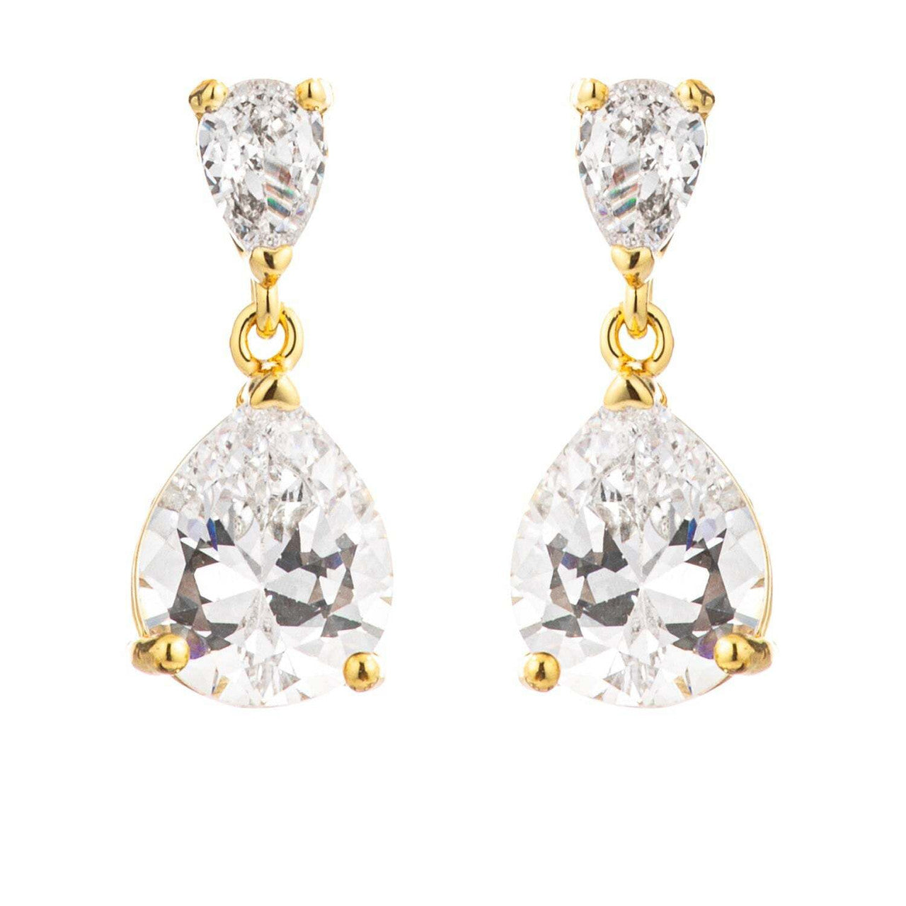 18k Gold Plated Double Pear Drop Earrings