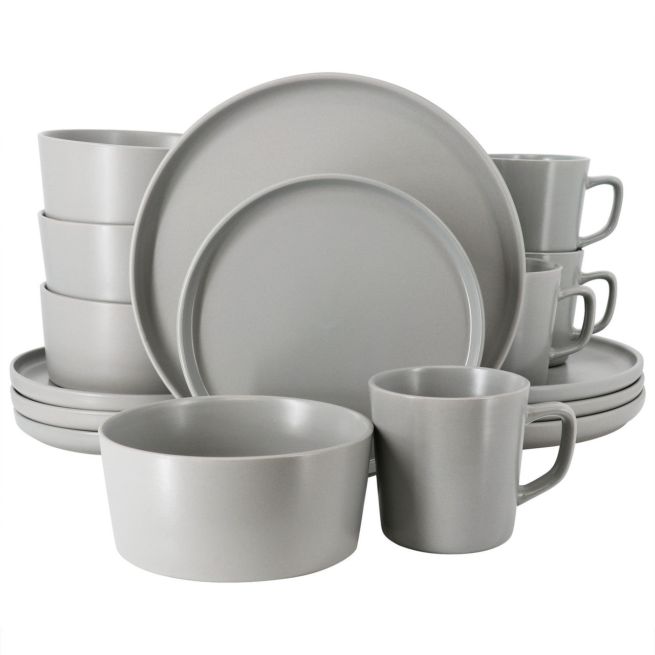 Elama Luxmatte Light Grey 16 Piece Dinnerware Set
