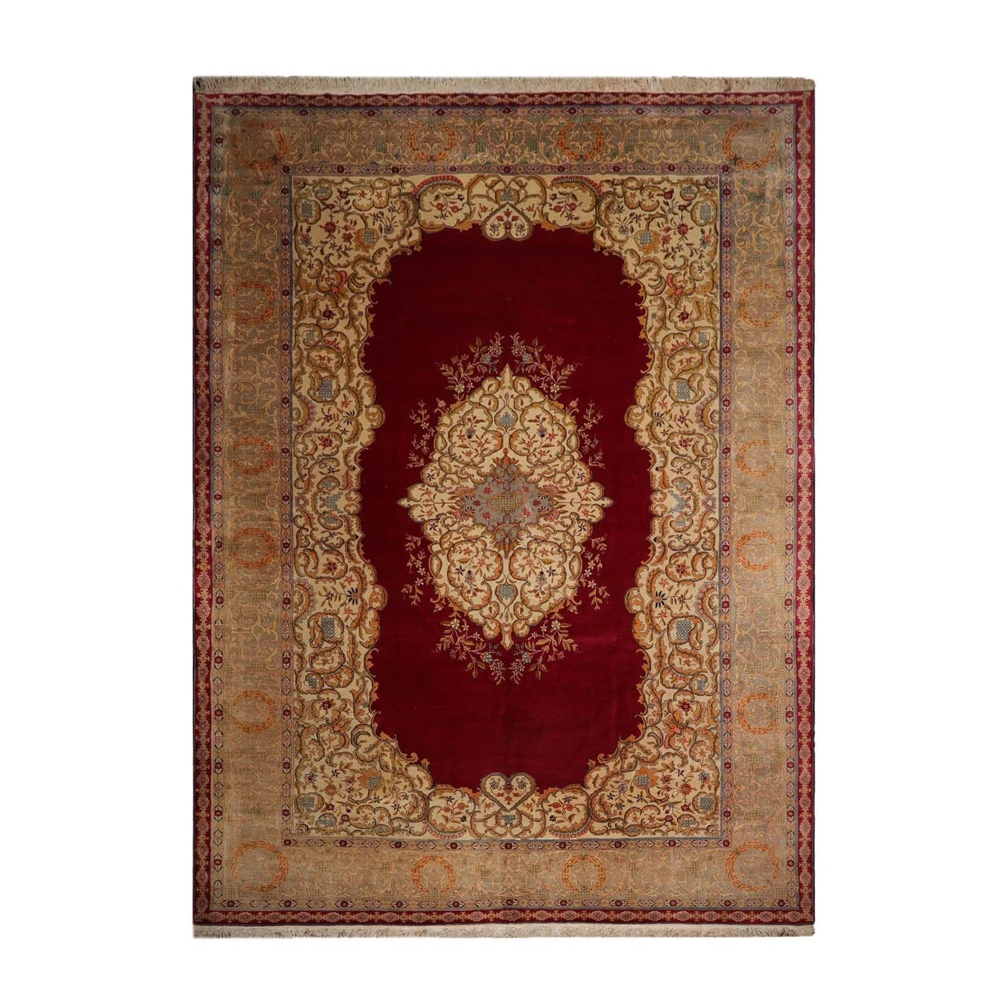 11'2"x15'10" Palace Burgundy Hand Knotted 100% Wool Tabriz Traditional 300 KPSI Oriental Area Rug-1