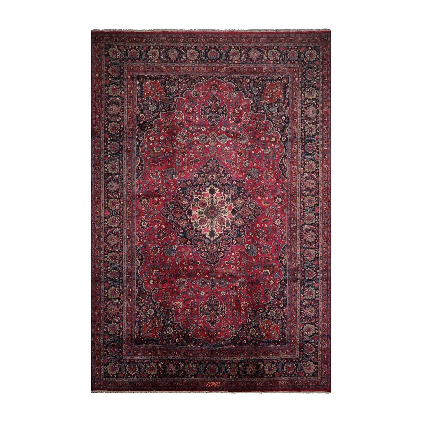 10'9"x16'5" Palace Burgundy Hand Knotted 100% Wool Mashad Traditional 200 KPSI Oriental Area Rug-1