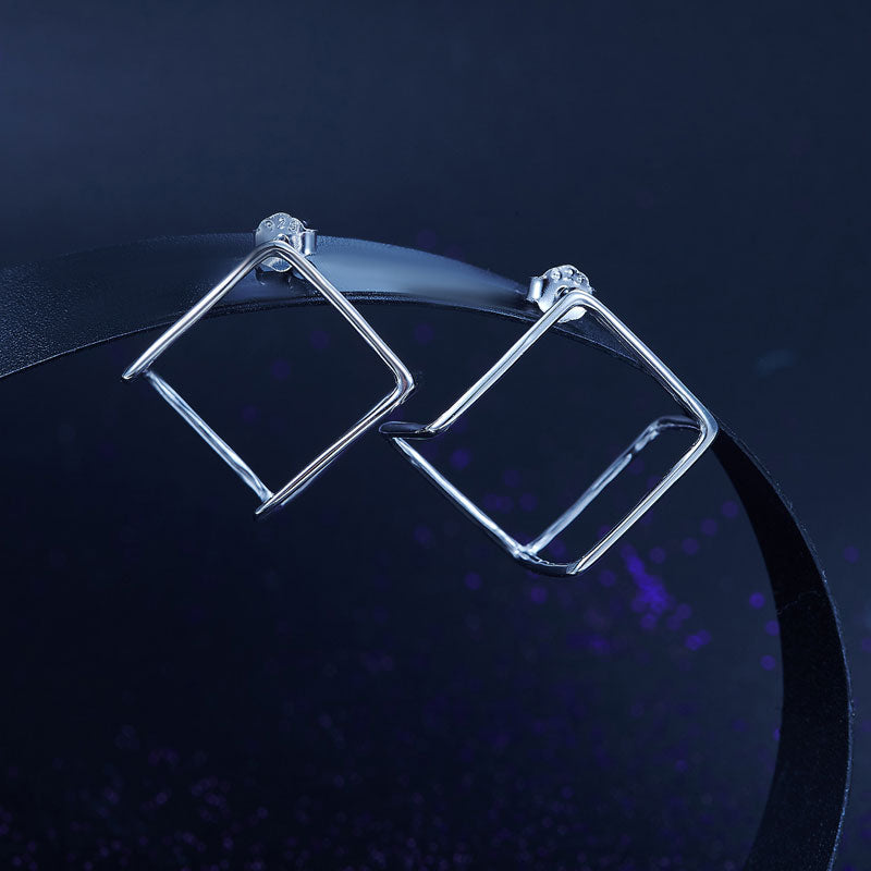 Cube Stud 925 Sterling Silver Earrings Fashion Stylish Jewelry XFE8138
