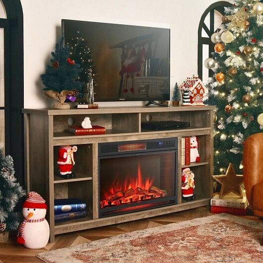 28 Inch Electric Freestanding and Recessed Fireplace with Remote
