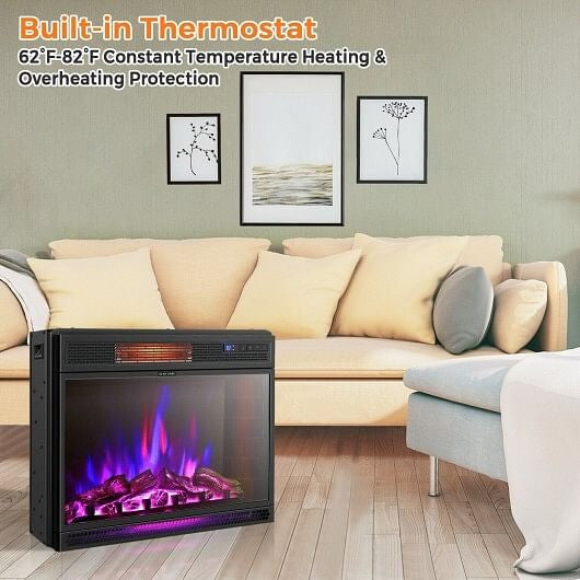 28 Inch Electric Freestanding and Recessed Fireplace with Remote