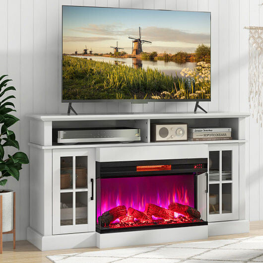 36 Inch 3-Sided 1500W Electric Fireplace with 7-Color Flame-Black