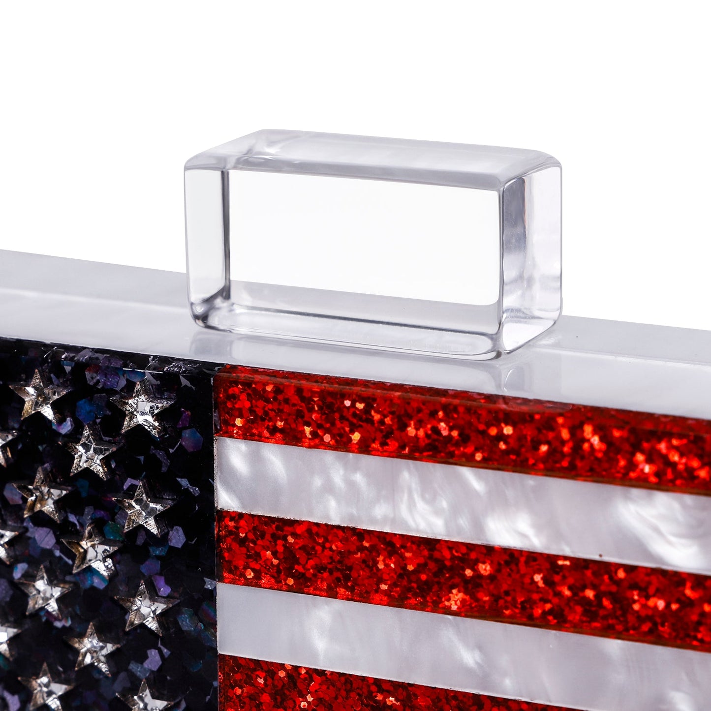 Sparkling American Flag Pearl White Clutch Purse