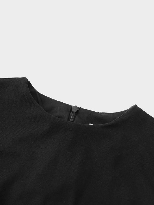 Side Shirred Button Down Knit-Black