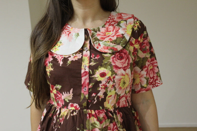 Peter Pan Collared Knee length Maternity Dress-0