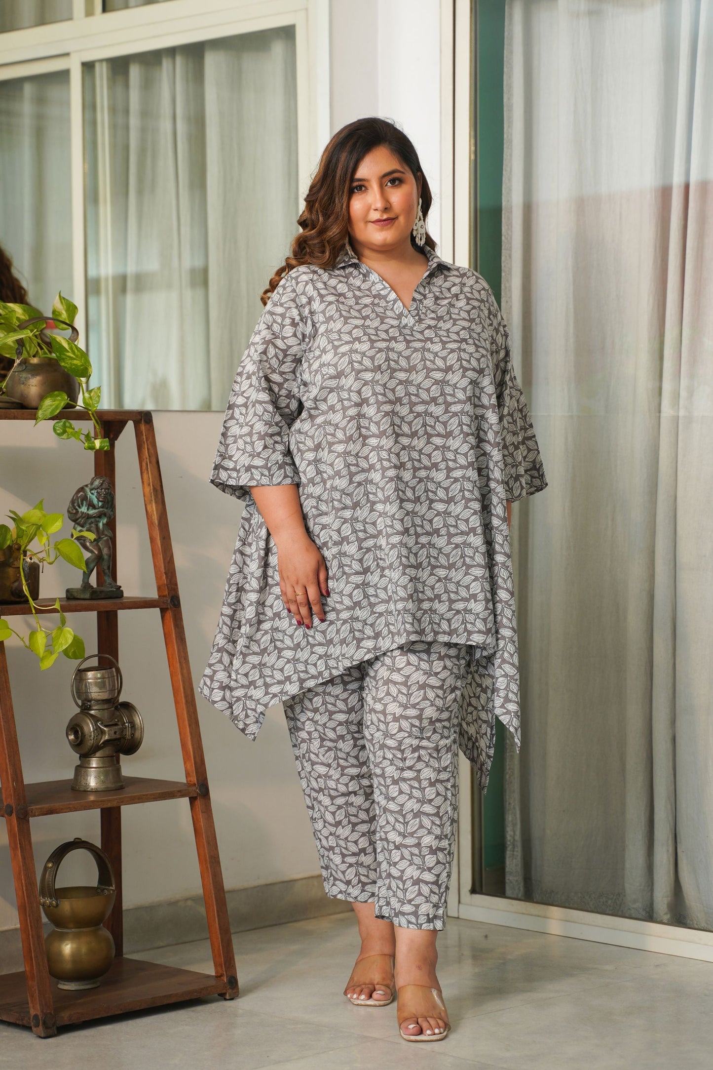 Grey Ikigai Printed Cotton Coord Set