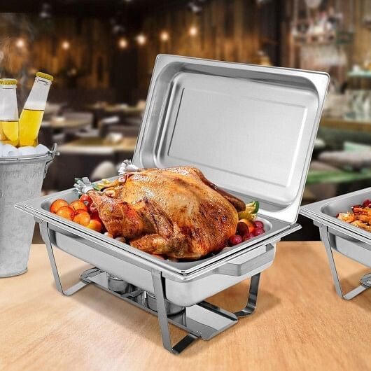 2 Packs Chafing 9 Quart Stainless Rectangular Chafer Buffet