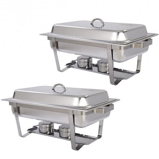2 Packs Chafing 9 Quart Stainless Rectangular Chafer Buffet