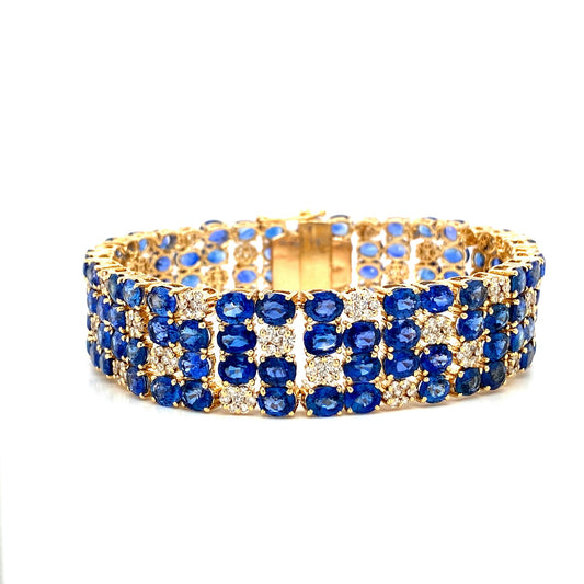 Sapphire and Diamond Bracelet in 14K Yellow Gold - KGD 41294-0