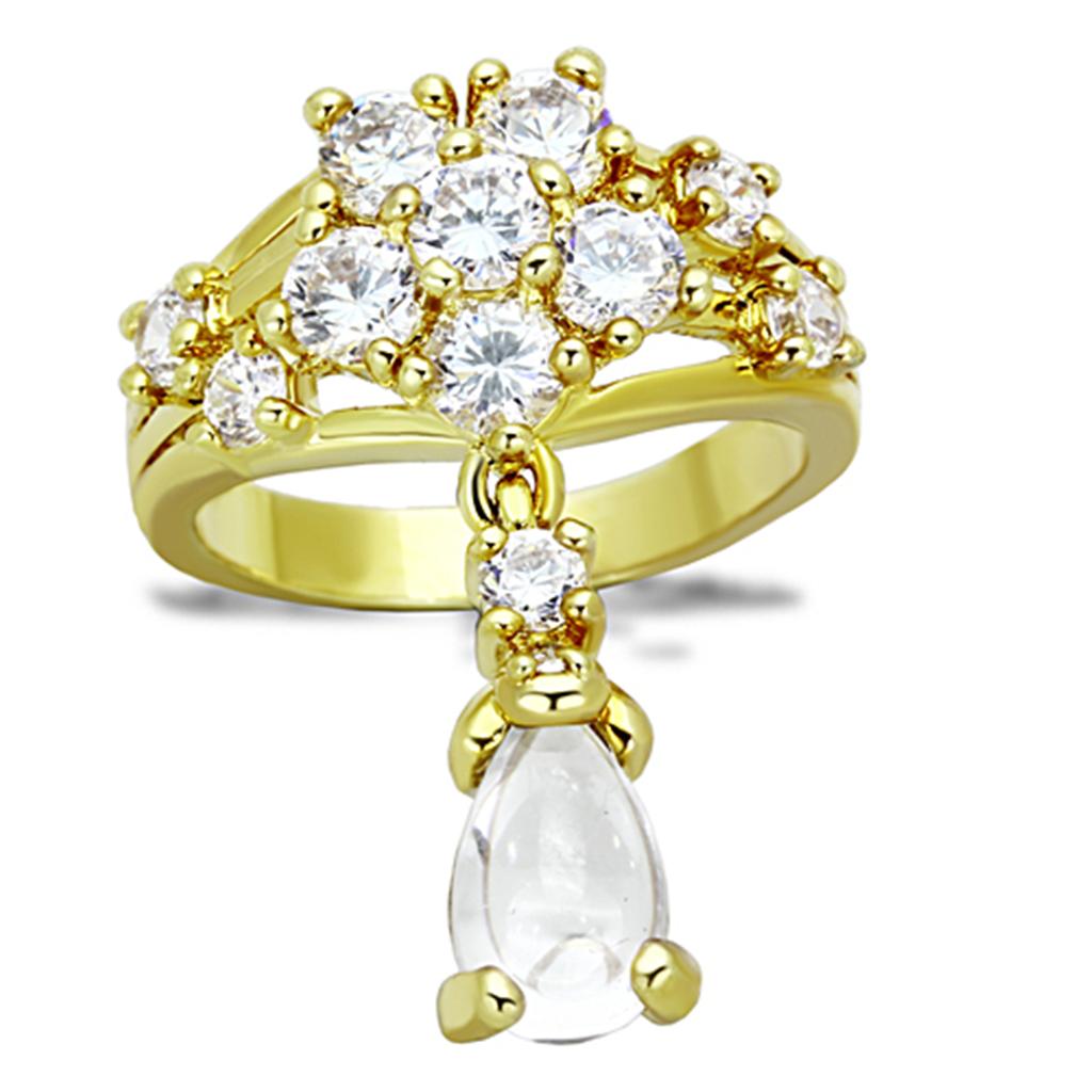 LO3077 - Gold Brass Jewelry Sets with AAA Grade CZ in Clear