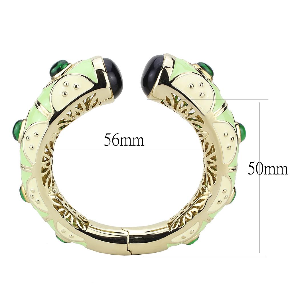 LO4267 - Gold Brass Bangle with Synthetic in Emerald