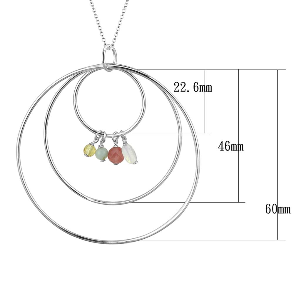 LOS795 - Silver 925 Sterling Silver Necklace with Synthetic Jade in Multi Color-1