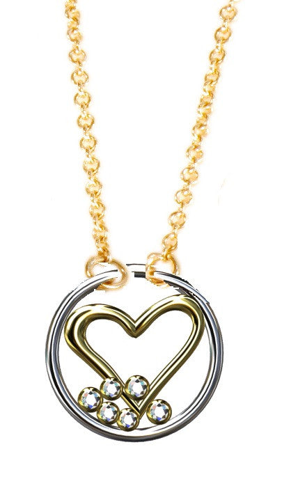 Love Necklace, 18K yellow and white gold with diamonds, on 18K gold chain