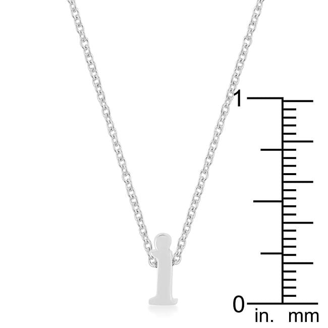 Rhodium Plated Finish Initial I Pendant