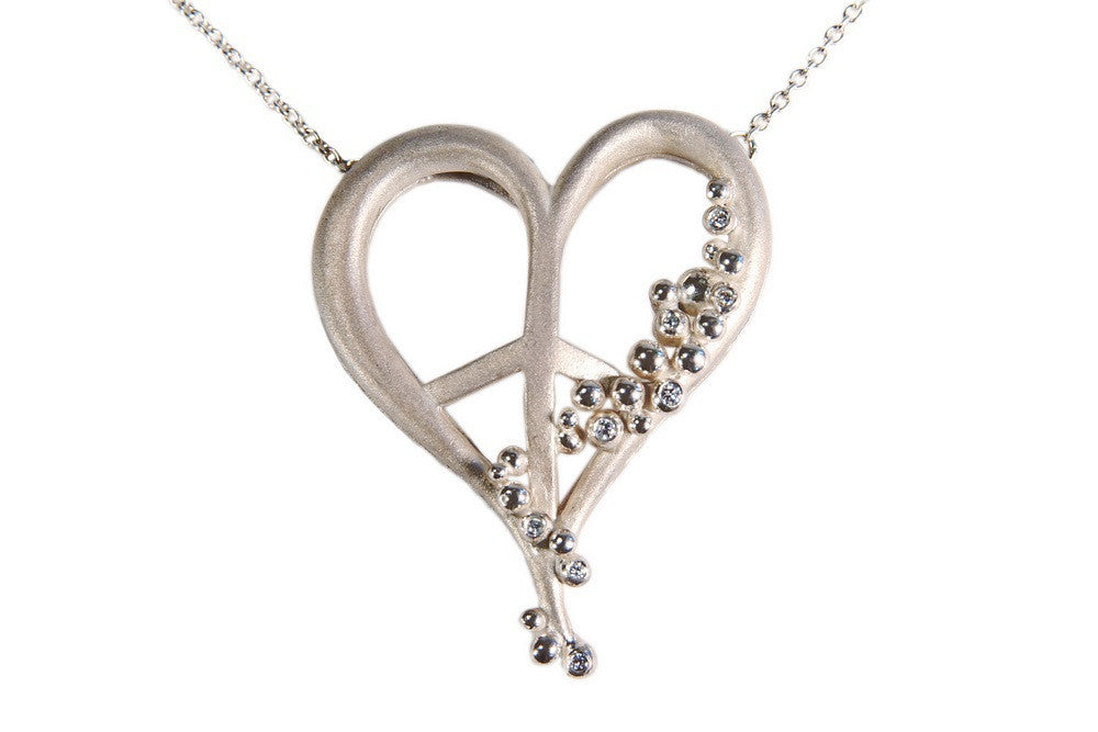 Peace of Heart Necklace-large-14K Gold with Abundance Overflowing Diamonds-8