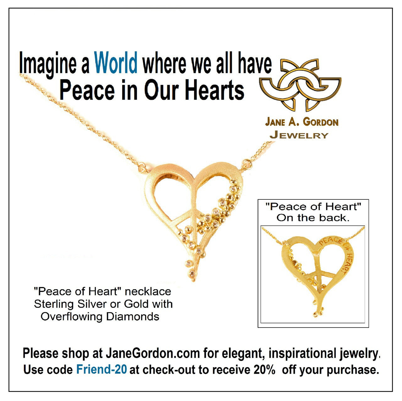 Peace of Heart Necklace-large-14K Gold with Abundance Overflowing Diamonds-4