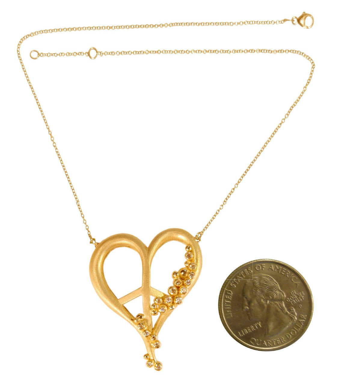 Peace of Heart Necklace-large-14K Gold with Abundance Overflowing Diamonds-10