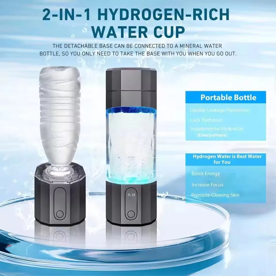 2025 10000PPB Hydrogen Water Bottle with Colorful Light & Valve