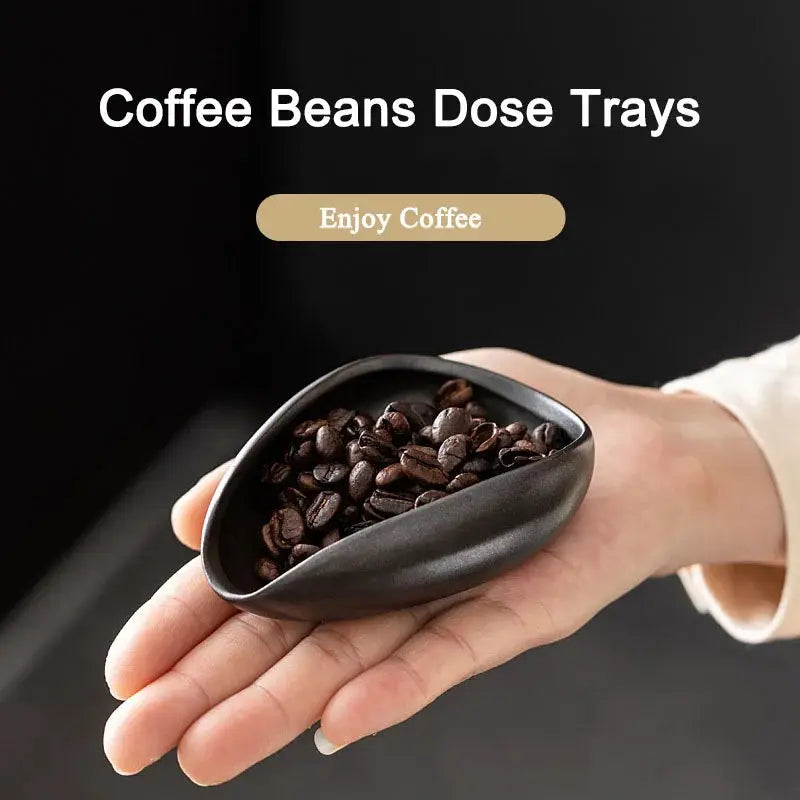 Ceramic Coffee Bean Dosing Cup Tray - Pottery Espresso Scoop for Precision Coffee Brewing