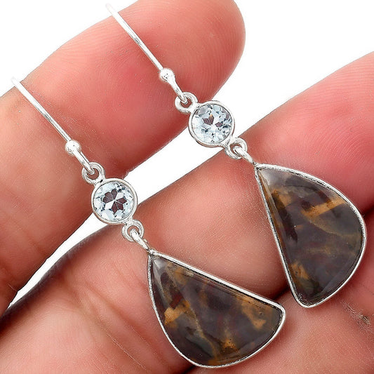 Purple Cow Jasper & Sky Blue Topaz Earrings E-1002 SDE53675