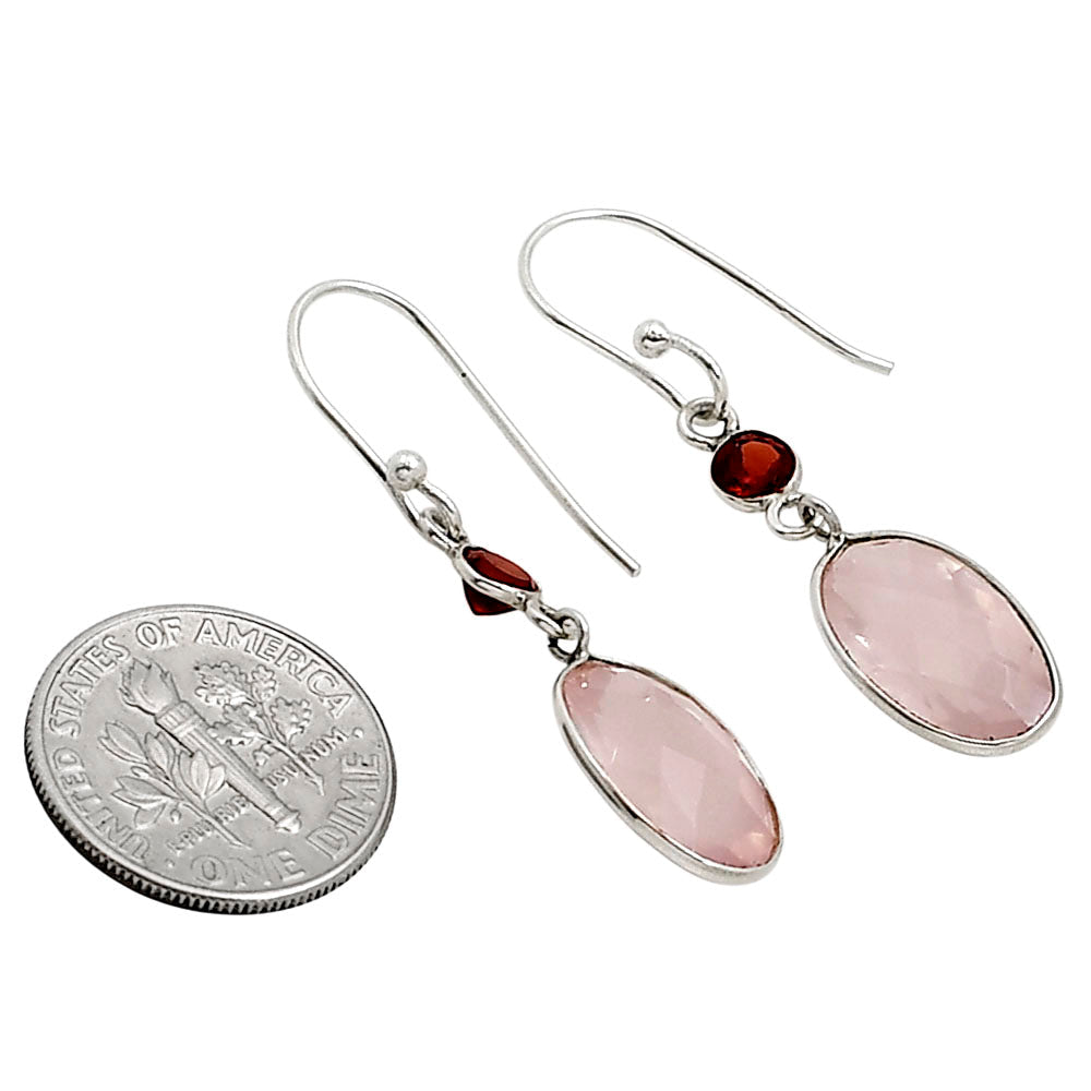 Rose Quartz and Garnet Earrings E-1002 SDE91193