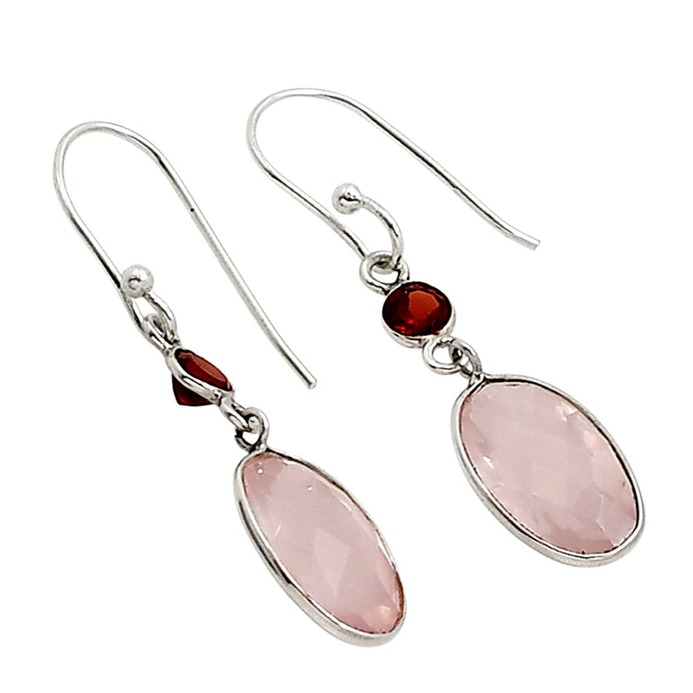 Rose Quartz and Garnet Earrings E-1002 SDE91193