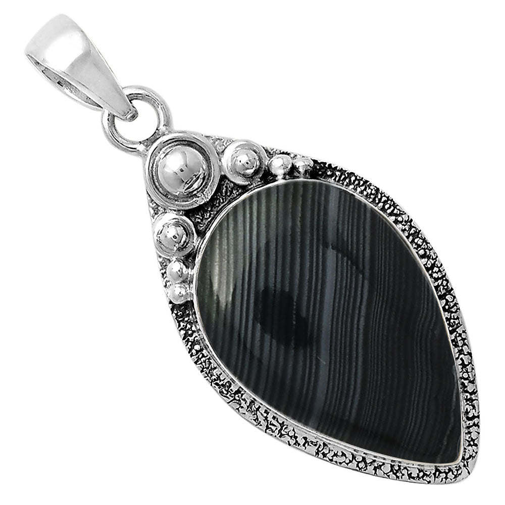Crown Of Silver Psilomelane - Black Malachite Pendant P-1350 SDP104924