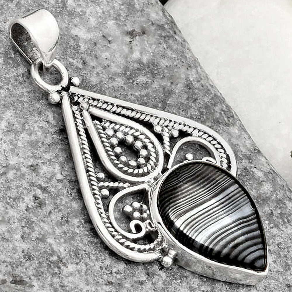 Crown Of Silver Psilomelane - Black Malachite Pendant P-1541 SDP107269