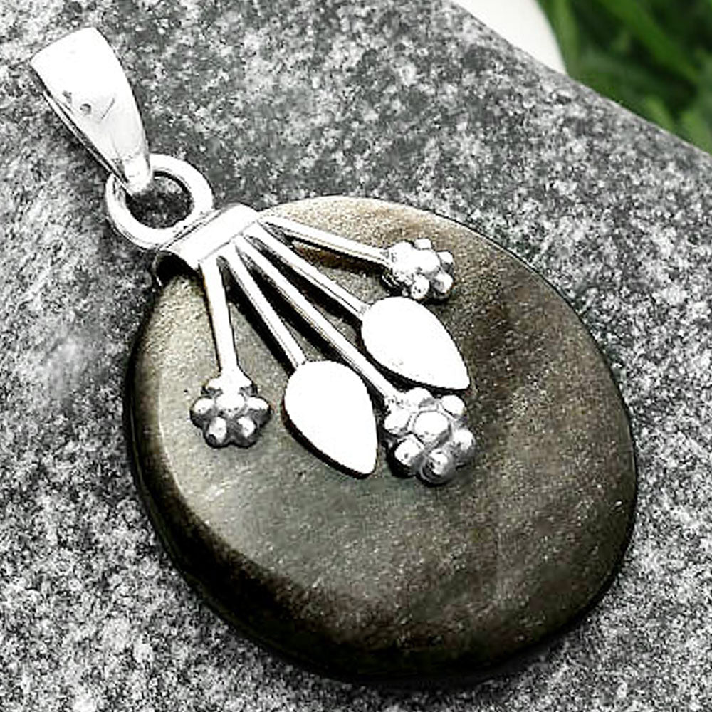 Natural Silver Obsidian Pendant P-1647 SDP111356-2