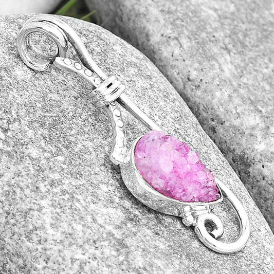 Pink Agate Druzy Pendant P-1682 SDP129235