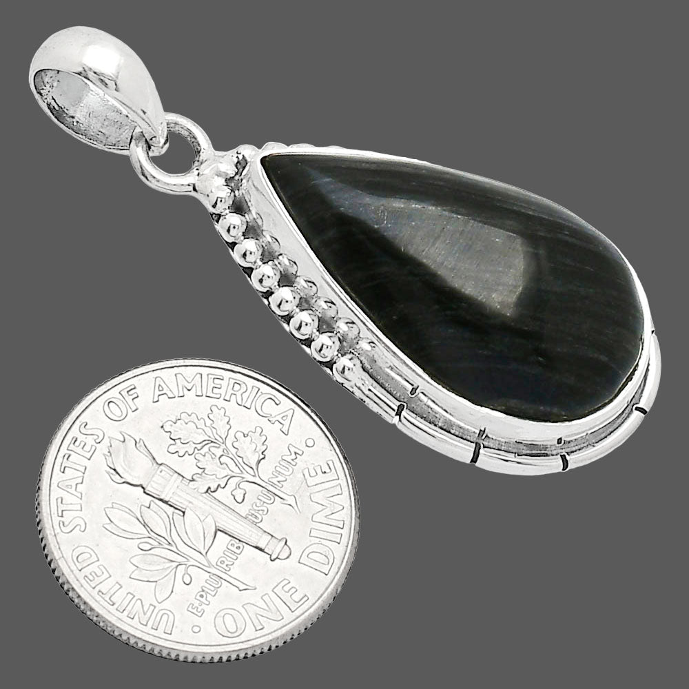 Natural Silver Leaf Obsidian Pendant P-1058 SDP153828-2