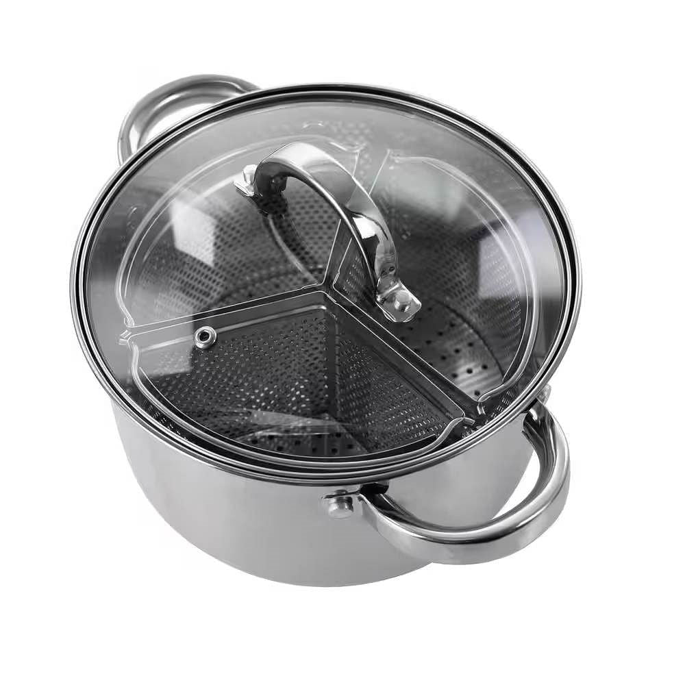 Stainless Steel 4-Quart Dutch Oven with 3-Section Dividers and Lid