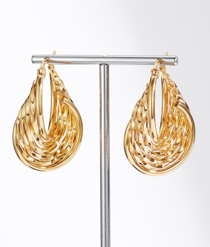18K Gold Plated Twisted Hoop Earrings