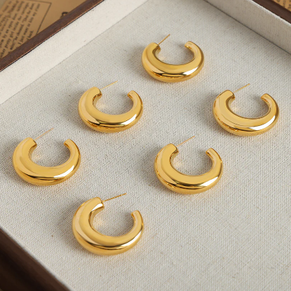 18K Gold Plated Chunky Hoop Earrings