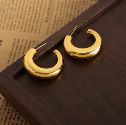 18K Gold Plated Chunky Hoop Earrings
