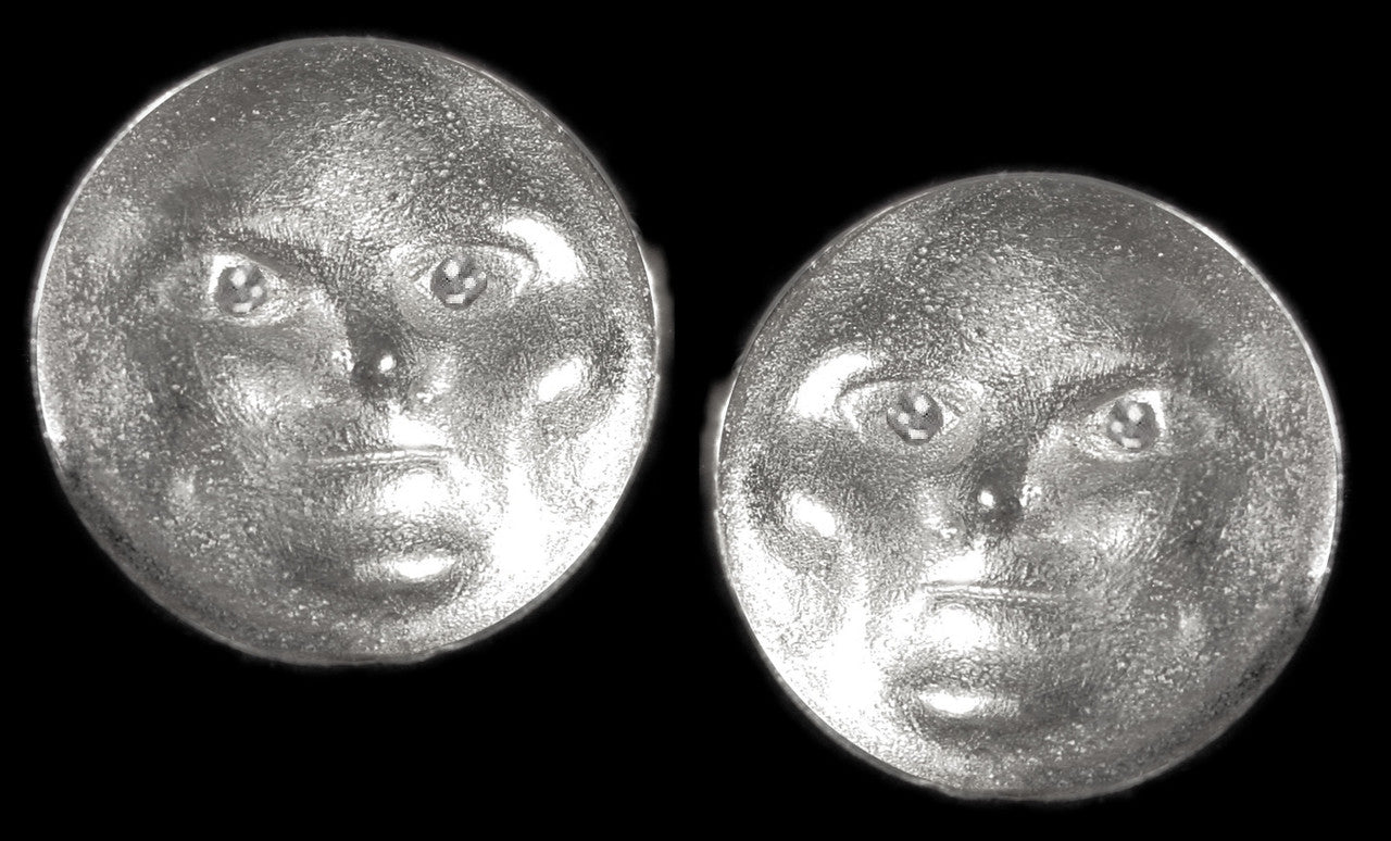 Someone to Watch Over Me-Face Earrings-Sterling silver, diamond eyes- Nickle Size