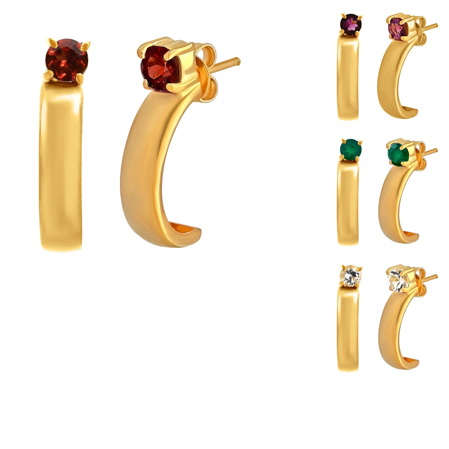 18K Gold Over Brass Round Cut Gemstones Stud Earrings Jewelry EM-1285 TGE1031