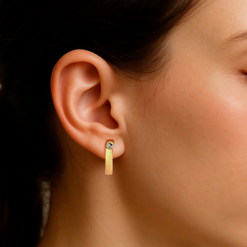 18K Gold Over Brass Round Cut Gemstones Stud Earrings Jewelry EM-1285 TGE1031