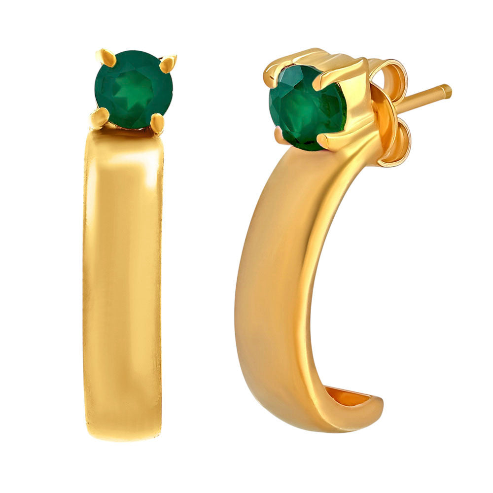 18K Gold Over Brass Round Cut Gemstones Stud Earrings Jewelry EM-1285 TGE1031